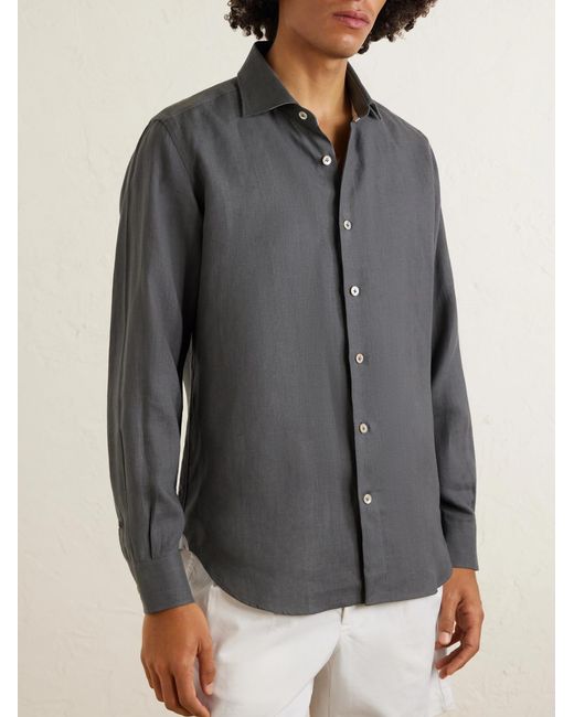 Eleventy Gray Linen Shirt for men