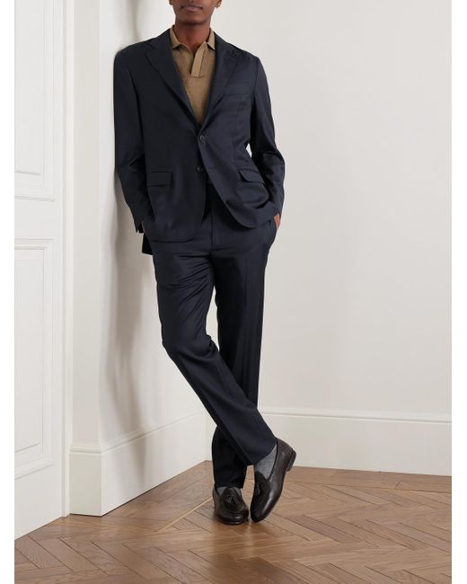Rubinacci Blue Unstructured Wool-Twill Suit Jacket for men