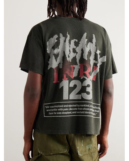 RRR123 Black Killing Me Distressed Logo-Print Cotton-Jersey T-Shirt for men