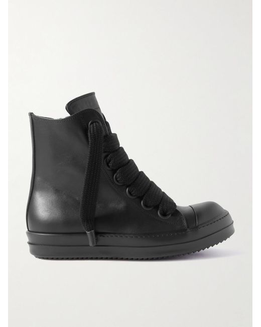 Rick Owens Black Leather High-top Sneakers for men