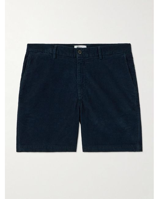 Mr P. Blue Straight-Leg Organic Cotton-Blend Corduroy Shorts for men
