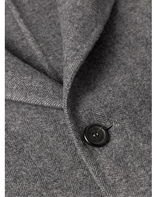Dunhill Gray Unstructured Double-Faced Herringbone Wool Car Coat for men