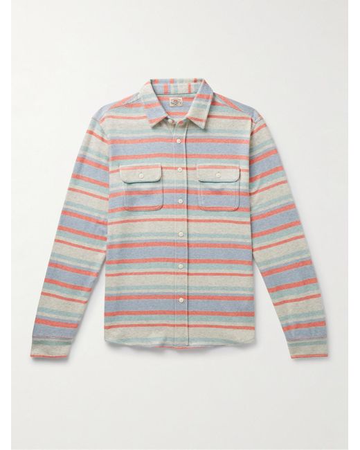 Faherty Brand White Legendtm Striped Brushed Stretch Recycled-knit Shirt for men