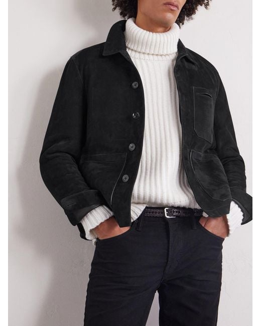 Tom Ford Blue Suede Field Jacket for men