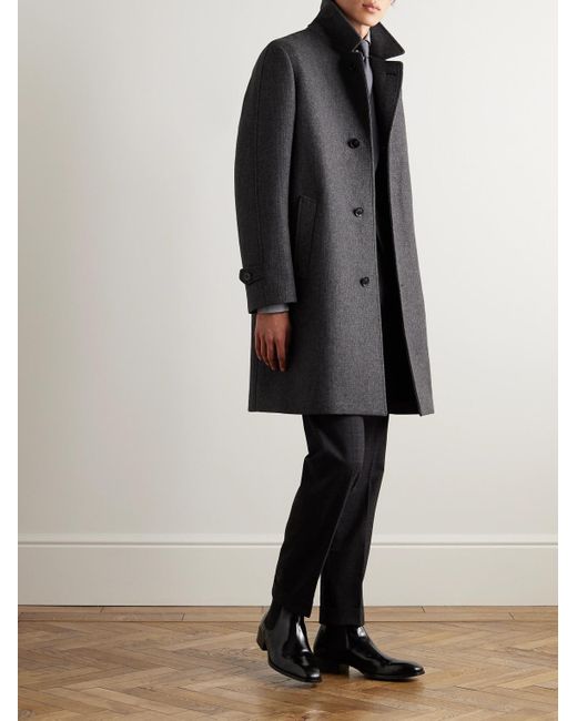 Tom Ford Gray Checked Virgin Wool And Cashmere-blend Coat for men