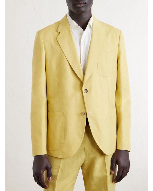 Paul Smith Yellow Cotton And Linen-Blend Suit Jacket for men