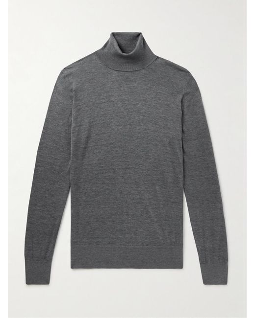 Brunello Cucinelli Gray Silk And Cotton-blend Rollneck Sweater for men