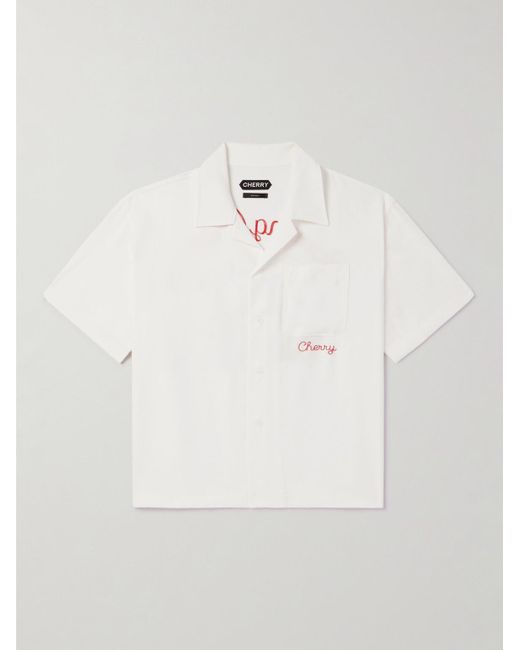 CHERRY LA White Logo-embroidered Tm Lyocell Shirt for men