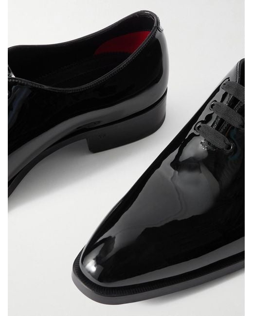 Tom Ford Black Elkan Patent-Leather Oxford Shoes for men