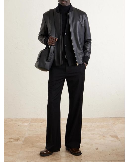 Paul Smith Black Leather Bomber Jacket for men