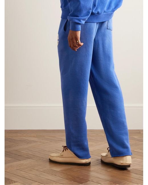CHERRY LA Blue Straight-leg Logo-appliquéd Cotton-jersey Sweatpants for men