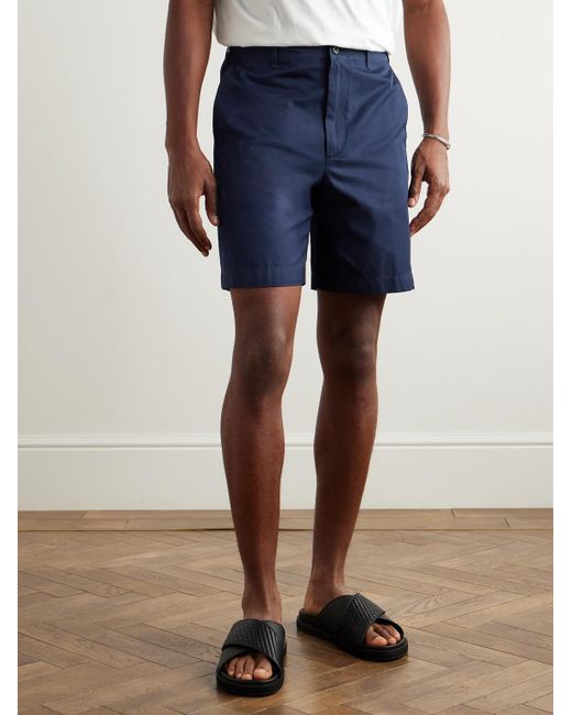 Dunhill Blue Straight-Leg Cotton-Twill Chino Shorts for men