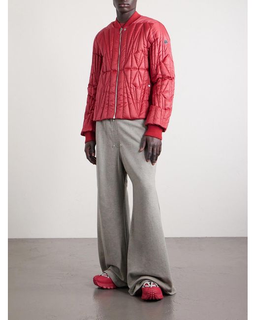 Rick Owens Red Moncler Logo-appliquéd Quilted Shell Down Jacket for men