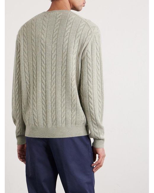 Loro Piana White Cedar Cable-knit Cashmere Sweater for men