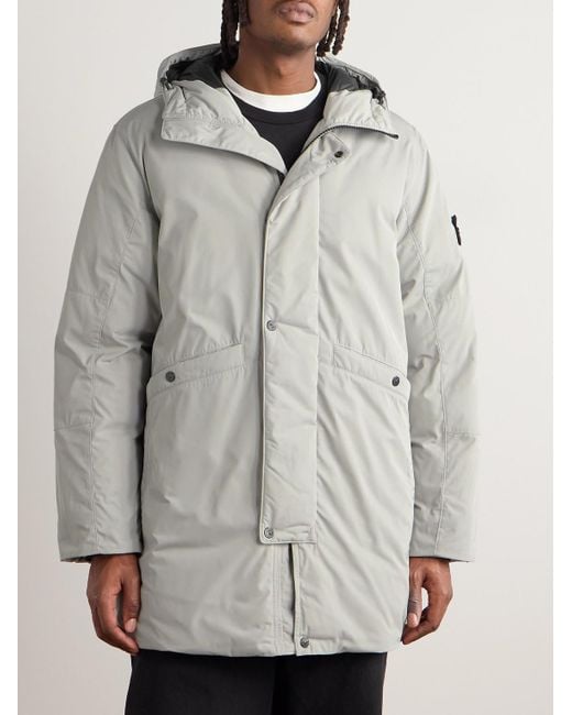 Stone Island Daunenparka aus "Micro Twill"-Material mit Kapuze und Logodetail in Gray für Herren