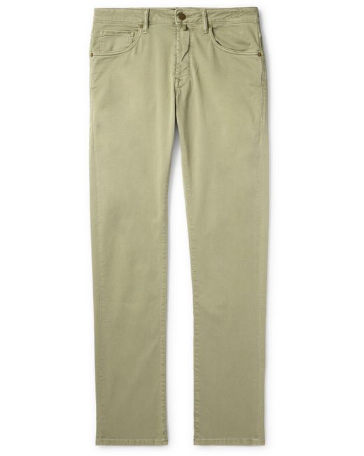 Incotex Green Slim-fit Cotton-blend Trousers for men