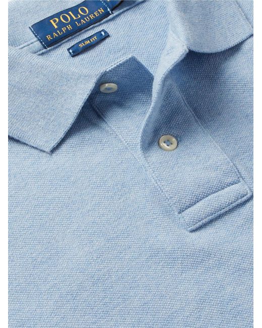 Polo Ralph Lauren Blue Slim-Fit Cotton-Piqué Polo Shirt for men