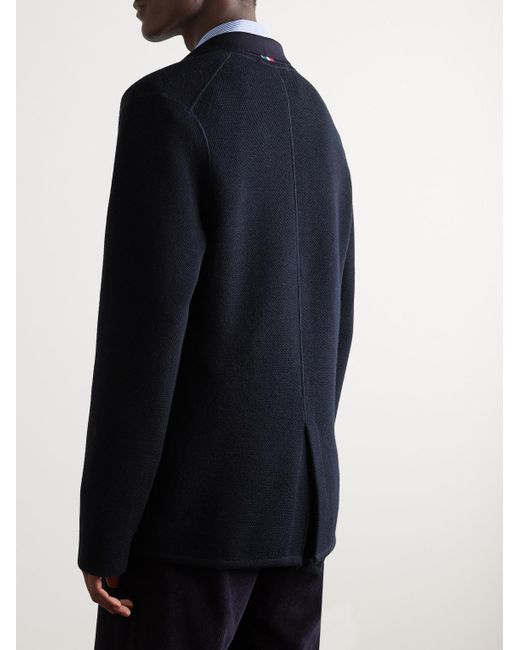 Orlebar Brown Blue Rainer Merino Wool-Piqué Cardigan for men