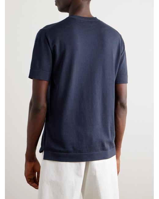 Brioni T-Shirt aus einer Baumwoll-Seidenmischung in Blue für Herren