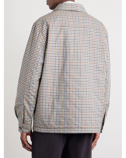 Dunhill Gray Reversible Padded Checked Wool Overshirt for men