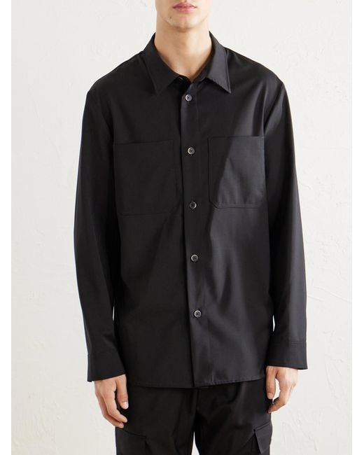 Barena Blue Virgin Wool Overshirt for men