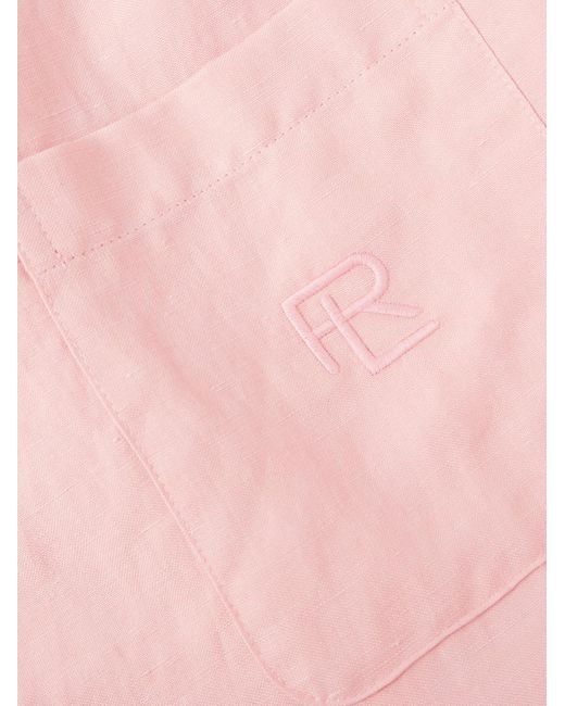 Ralph Lauren Purple Label Pink Ryland Logo-embroidered Silk And Linen-blend Shirt for men