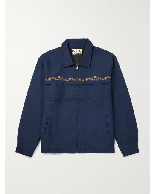 Kartik Research Blue Embroidered Wool Jacket for men