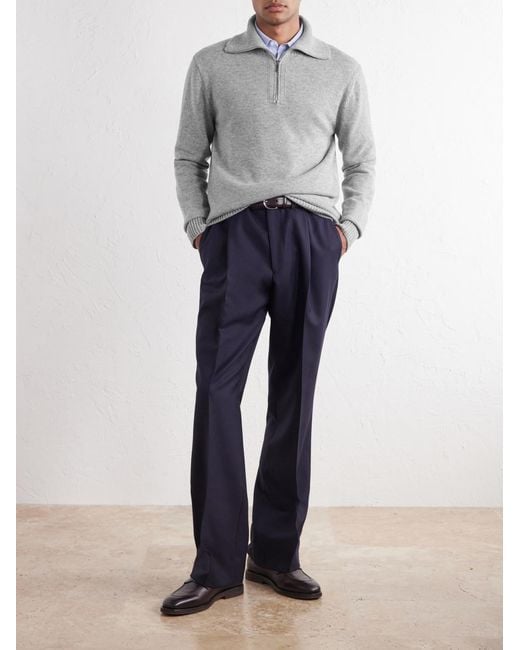 Slowear Gray Zanone Slim-Fit Cashmere Half Zip-Up Sweater for men