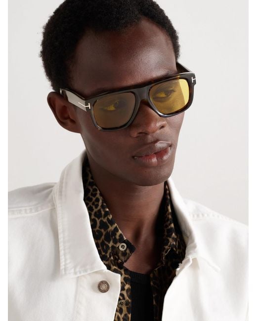 Tom Ford Icon Sonnenbrille mit eckigem Rahmen aus Azetat in Schildpattoptik in Multicolor für Herren