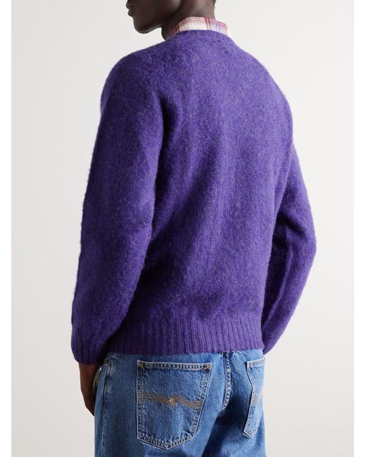 Drake's Purple Brushed Virgin Shetland Wool Sweater for men