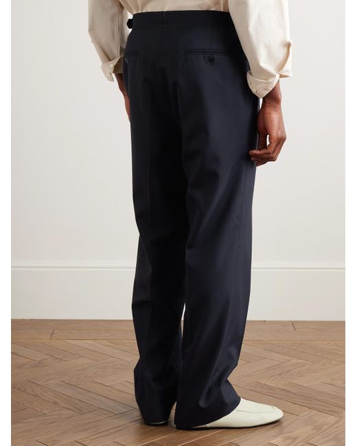 STÒFFA Blue Straight-Leg Pleated Wool Suit Trousers for men