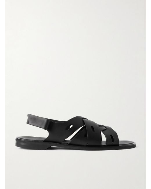 John Lobb White Seaford Woven Leather Sandals for men