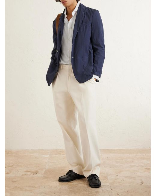 Barena Blue Borgo Tendon Crinkled Cotton-Poplin Blazer for men