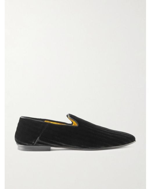 Tom Ford White Steven Striped Velvet Slippers for men