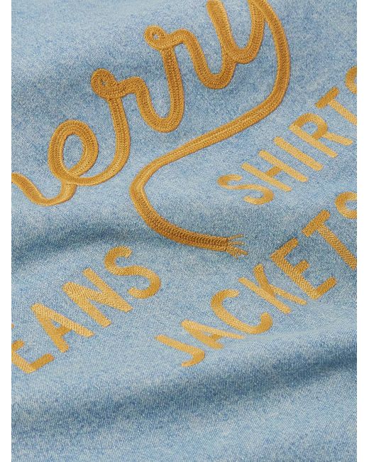 CHERRY LA Blue Embroidered Denim Overshirt for men