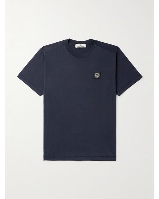 Stone Island Blue Logo-appliquéd Cotton-jersey T-shirt for men