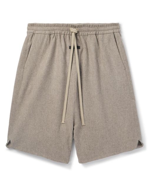 Fear Of God Gray Straight-leg Logo-appliquéd Wool-blend Drawstring Shorts for men