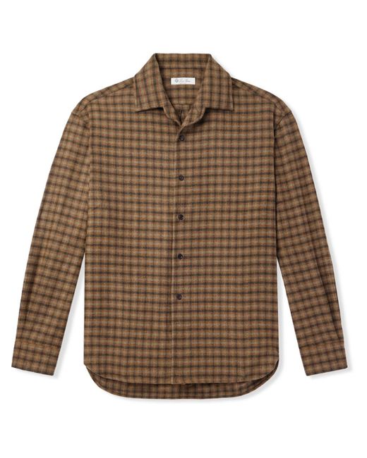 Loro Piana Brown Checked Brushed Wool And Cashmere-Blend Overshirt for men
