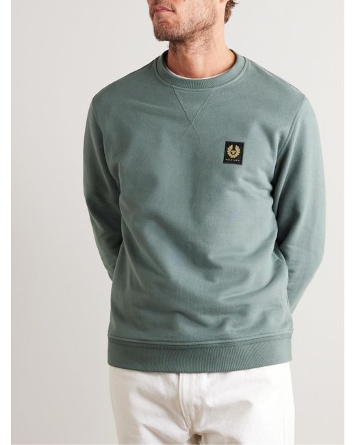 Belstaff Sweatshirt aus Baumwoll-Jersey mit Logoapplikation in Stückfärbung in Green für Herren