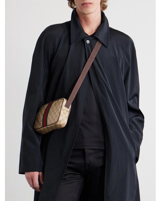 Gucci Natural GG Monogrammed Leather-trimmed Coated-canvas Messenger Bag for men