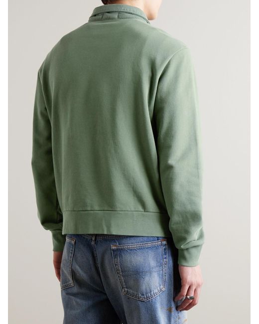 Felpa in jersey di cotone con logo ricamato e mezza zip di Polo Ralph Lauren in Green da Uomo