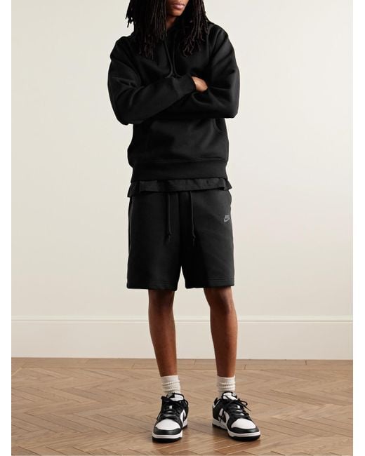 Nike Gerade geschnittene Shorts aus technischem Fleece aus einer Baumwollmischung mit Kordelzugbund in Black für Herren