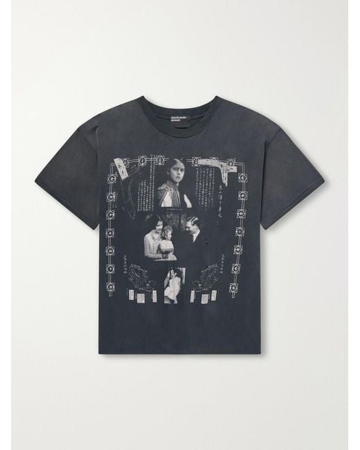 Enfants Riches Deprimes Blue The Little One's Parents Distressed Printed Cotton-Jersey T-Shirt for men