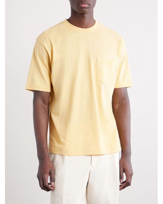 Beams Plus Yellow Embroidered Cotton Polo Shirt for men
