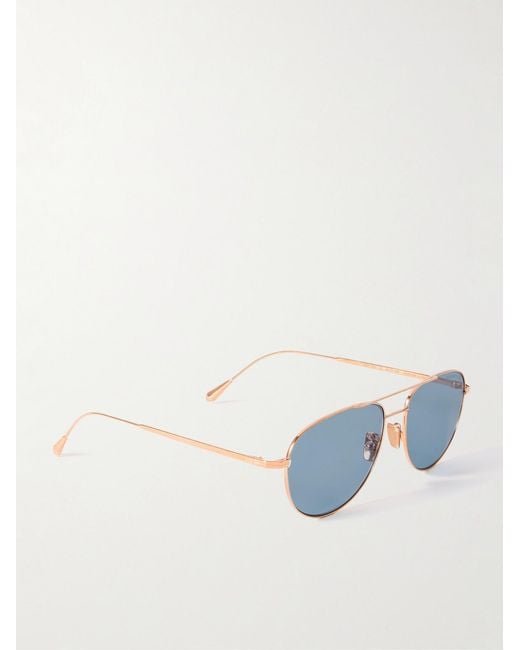 Cutler & Gross Blue 0002 Aviator-Style Rose-Plated Sunglasses for men