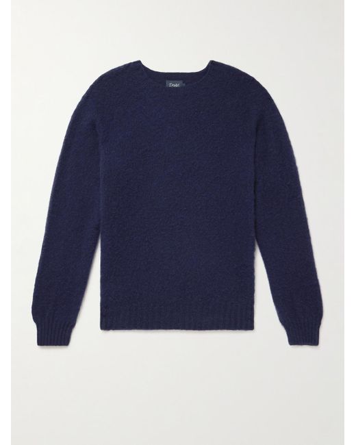 Drake's Pullover aus gebürsteter Shetland-Wolle in Blue für Herren