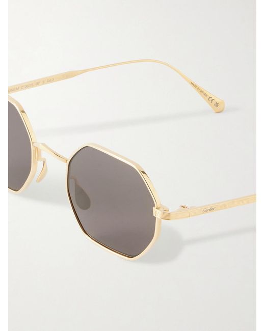 Cartier Natural Rounded-frame Melal Sunglasses for men
