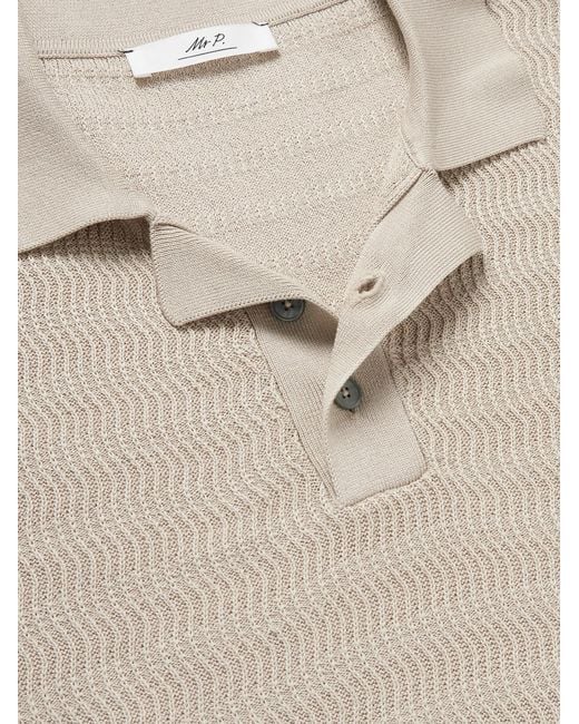Mr P. White Textured-Cotton Polo Shirt for men