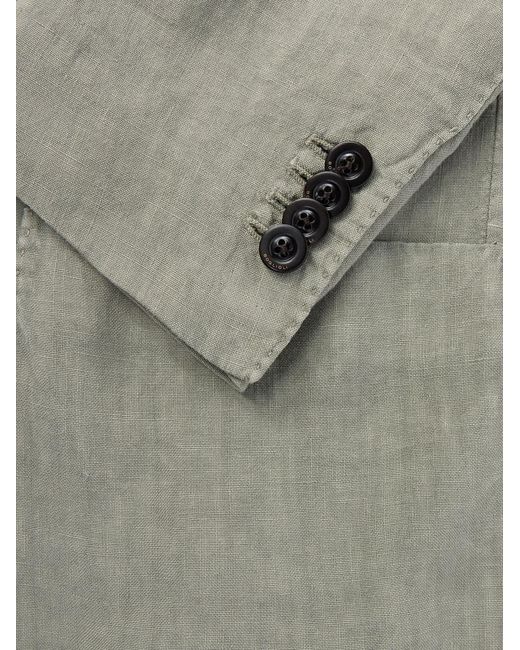 Boglioli Gray Double-Breasted Garment-Dyed Linen Suit Jacket for men