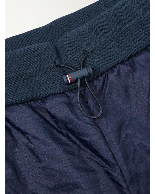 Thom Browne Gerade geschnittene Shorts aus Ripstop und Baumwoll-Jersey mit Streifen und Kordelzugbund in Blue für Herren